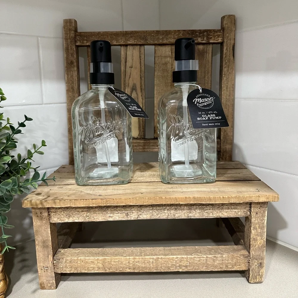 🆕 Set of 2 | Mason Glass Soap Dispensers!